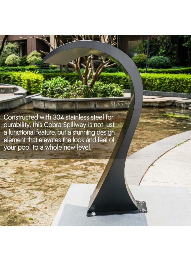 Cobra Pool Waterfall Spout in 304 Stainless Steel in Black - Modern Design for Pools and Gardens - Image 3