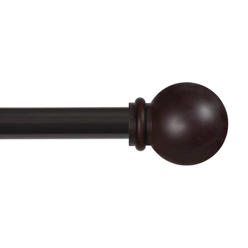 Kenney Chelsea Ball End Window Curtain Rod Adjustable 2848 Inch Extendable Rod Set Weathered Brown