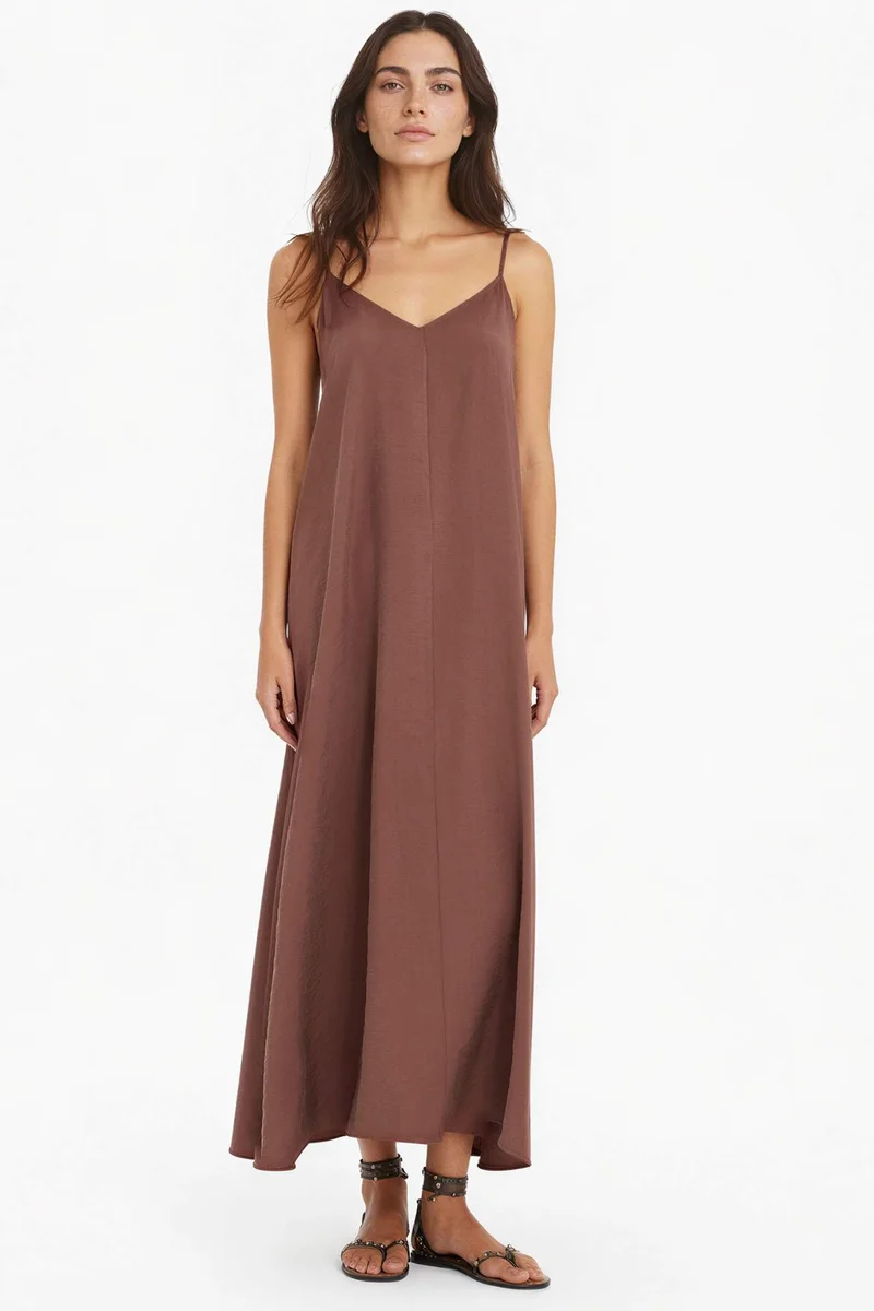 ديفاكتو V-Neck Modal Strappy Maxi Dress