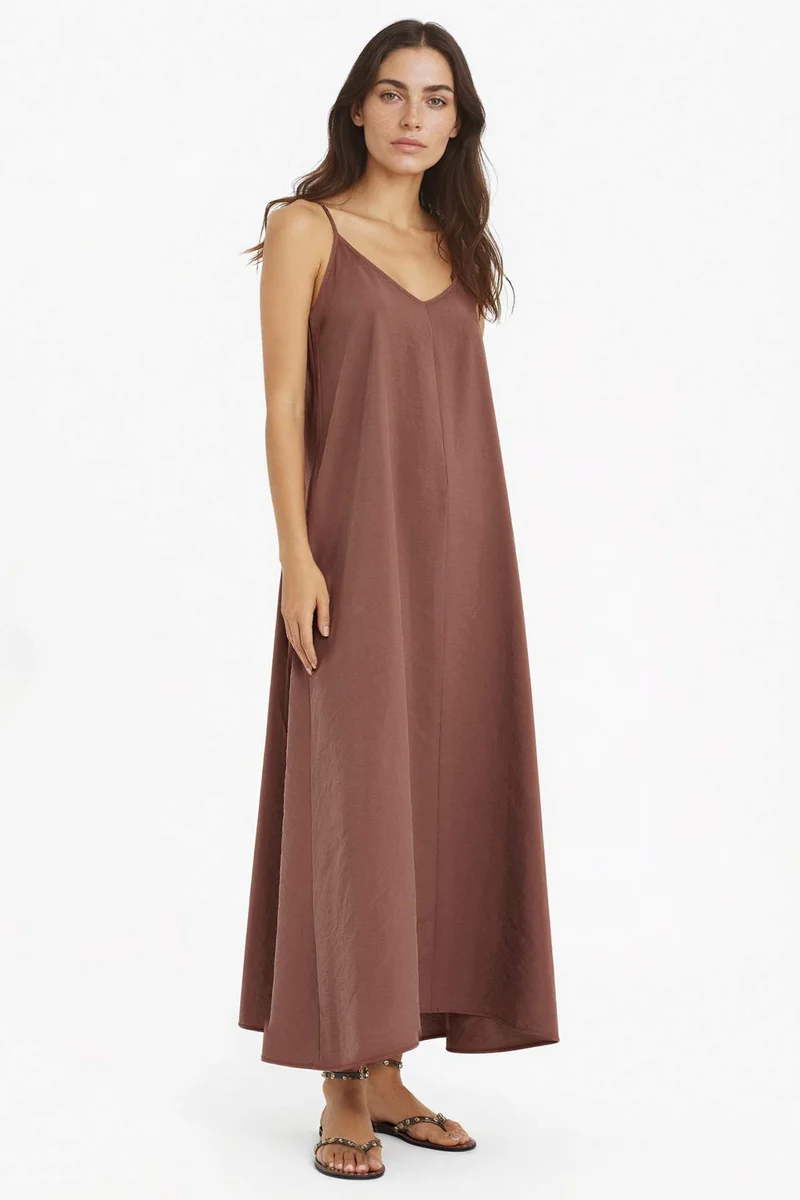 ديفاكتو V-Neck Modal Strappy Maxi Dress