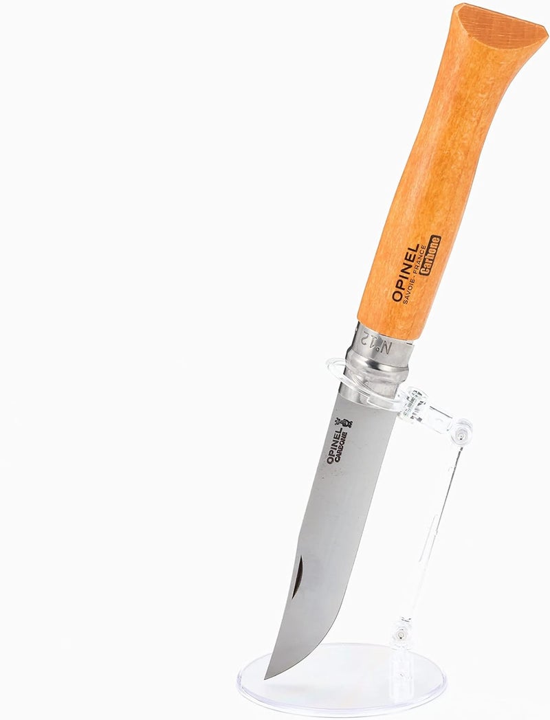 Opinel No. 12 Carbone - Carbon Steel Folding Pocket Knife, Beechwood Handle, 4.82 in Blade, Virobloc Safety Locking Collar, Made in France - Image 4