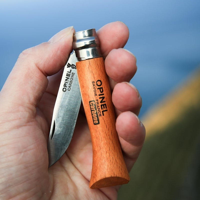 Opinel No. 12 Carbone - Carbon Steel Folding Pocket Knife, Beechwood Handle, 4.82 in Blade, Virobloc Safety Locking Collar, Made in France - Image 5
