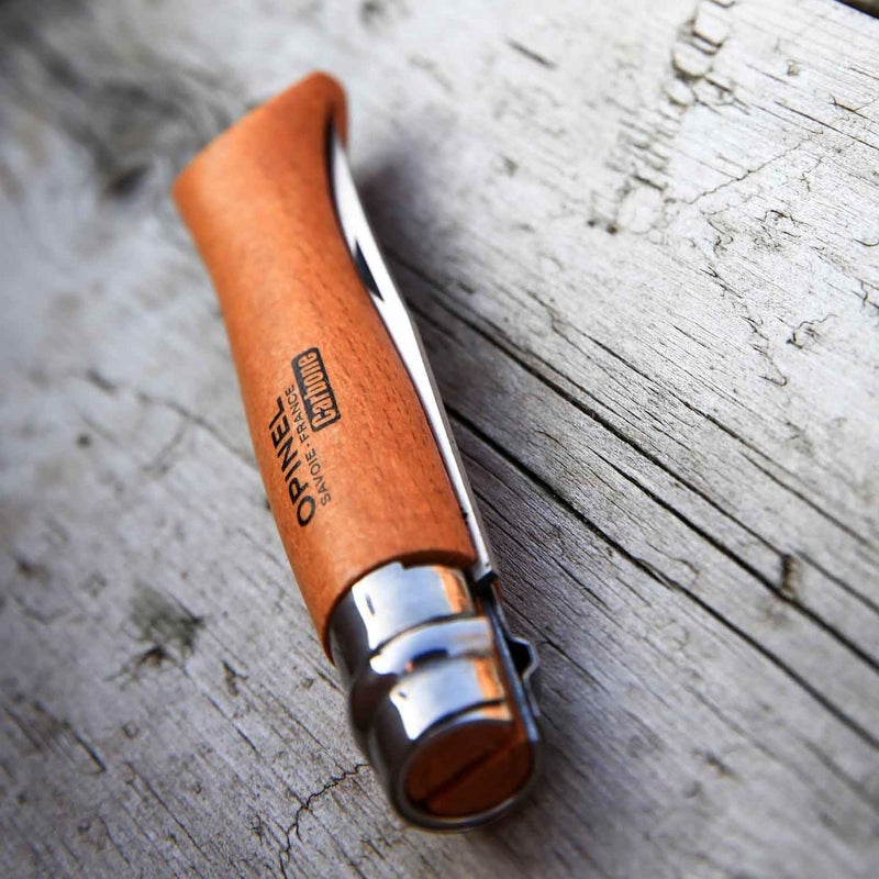 Opinel No. 12 Carbone - Carbon Steel Folding Pocket Knife, Beechwood Handle, 4.82 in Blade, Virobloc Safety Locking Collar, Made in France - Image 3