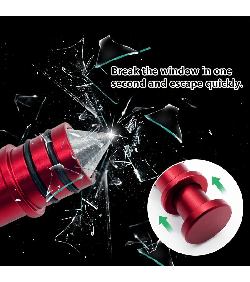 1 Car Safety Hammer Window Breaker Compact 2 6 Inches Design For Outdoor Emergencies Stylish Metal Durable Red - Image 1