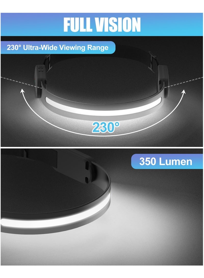 المصباح الأمامي LED مع وظيفة البلوتوث، 3 أوضاع، مقاوم للماء IPX4، شعاع واسع بزاوية 230°، حساس رؤية قابل للتعديل، مصباح رأس فائق السطوع للتخييم والإصلاح وصيد الأسماك - Image 5