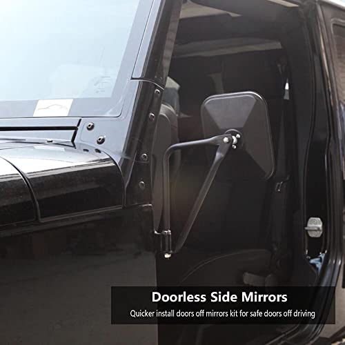 Moker Door-off Mirrors for Jeep Wrangler - Door Hinge Mirrors Adjustable Quicker Install Doorless Side Mirrors for Safe Door Off Driving，Compatible with Jeep Wrangler CJ YJ TJ JK JL JT - Pair - Image 3
