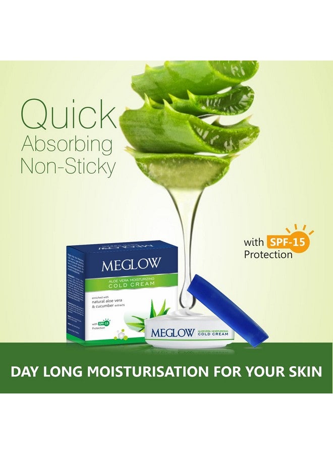 MEGLOW Cold Cream For Dry Skinfacehand & Bodywith Spf15 Protectionenriched With Aloe Vera & Cucumber Extractnongreasynourished And Moisturized Skin(125Gmpack Of 2) - Image 3