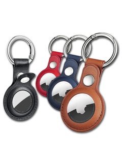 Air Tag Keychain for Apple Airtags Holder, 4 Pack Protective Leather Airtags Case Tracker Cover with Air Tag Holder, Airtag Key Ring Compatible with Apple New AirTag Dog Collar (Multi-Color)