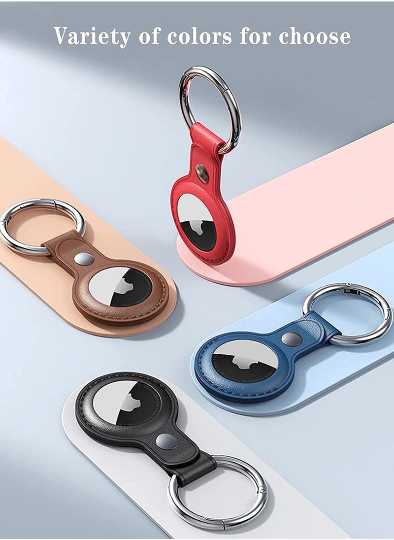 RTYY - Air Tag Keychain for Apple Airtags Holder, 4 Pack Protective Leather Airtags Case Tracker Cover with Air Tag Holder, Airtag Key Ring Compatible with Apple New AirTag Dog Collar (Multi-Color) - Image 1