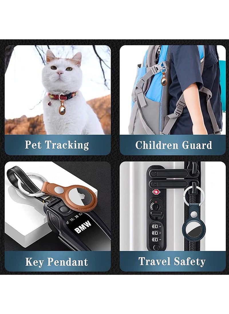 RTYY - Air Tag Keychain for Apple Airtags Holder, 4 Pack Protective Leather Airtags Case Tracker Cover with Air Tag Holder, Airtag Key Ring Compatible with Apple New AirTag Dog Collar (Multi-Color) - Image 1