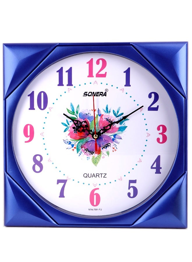 Sonera 7091 Analog Wall Clock – Modern Square Design – 33 cm – Quartz Movement – Elegant Blue Color – Stylish Décor for Home and Office - Image 1
