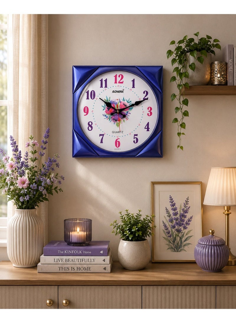 Sonera 7091 Analog Wall Clock – Modern Square Design – 33 cm – Quartz Movement – Elegant Blue Color – Stylish Décor for Home and Office - Image 2