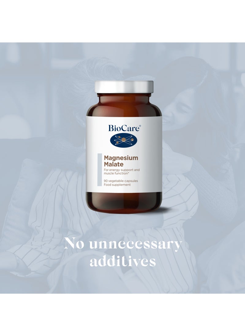 Magnesium Malate For Energy, Mental Health & Wellbeing, Bone & Muscle Support, 90 Vegetable Capsules Food Supplement