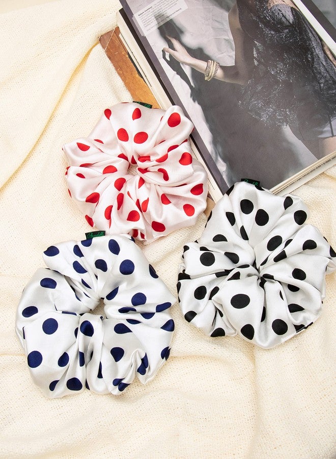 ARENDELLE Combo of 3 Polka Dot Print Extra Large Scrunchies - Image 3