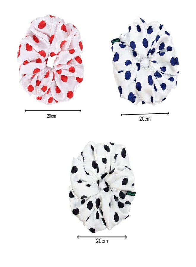 ARENDELLE Combo of 3 Polka Dot Print Extra Large Scrunchies - Image 2