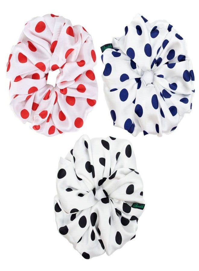ARENDELLE Combo of 3 Polka Dot Print Extra Large Scrunchies - Image 1