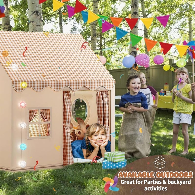 Pomefar Large Kids Tent with LED Lights & Party Decor, Indoor/Outdoor Playhouse for Boys & Girls Ages 3-10, Princess Castle Design for Birthday, Room Decor & Family Gatherings Globally popular elegant design - Image 5