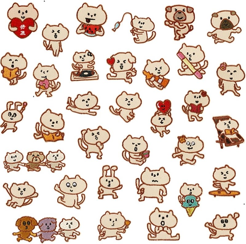 34 قطعة من رقائق الحيوانات الحديدية للتطريز على السترات والحقائب وتزيين الملابس - Image 1