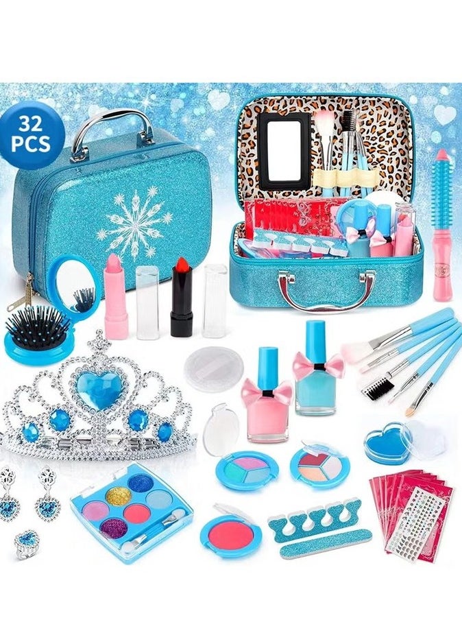 BLOOMING TIME 32pcs Children's Cosmetic Bags, Washable Cosmetic Toys, Gifts For Little Girls, Makeup Games, Makeup Toys, Portable Travel Games  - Image 1