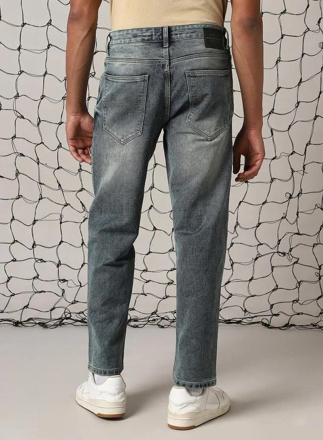 Hubberholme Hubberholme Mid Rise Regular Fit Faded Jeans