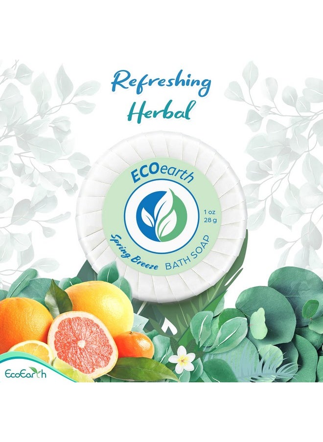 EcoEarth - Hotel Soap Bars (Spring Breeze 1 Oz 100 Pack) Travel Size Luxury Bulk Amenities Bar Soap Small Individually Wrapped Round Soap Mini Toiletries For Airbnb Motel Guest Bath - Image 1