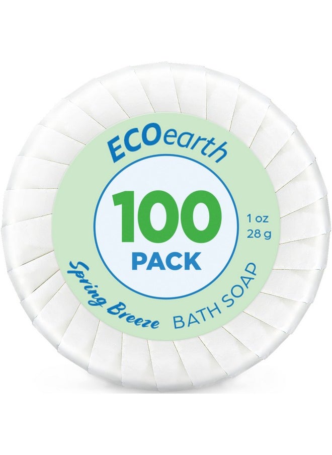 EcoEarth - Hotel Soap Bars (Spring Breeze 1 Oz 100 Pack) Travel Size Luxury Bulk Amenities Bar Soap Small Individually Wrapped Round Soap Mini Toiletries For Airbnb Motel Guest Bath - Image 1