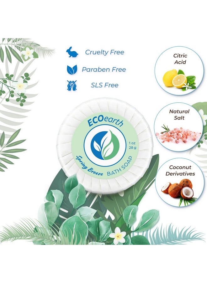 EcoEarth - Hotel Soap Bars (Spring Breeze 1 Oz 100 Pack) Travel Size Luxury Bulk Amenities Bar Soap Small Individually Wrapped Round Soap Mini Toiletries For Airbnb Motel Guest Bath - Image 1