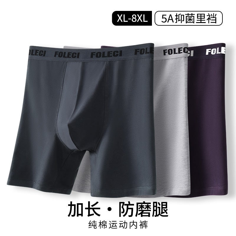 Plus Size Plus Fat Men'S Underwear Pure Cotton Anti-Abrasion Leg Sports Running Long Boxer Trousers With High Waist And Boxer - Image 2