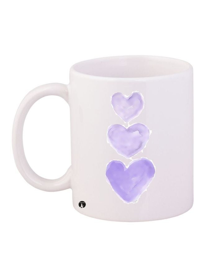 RYN Hearts Printed Coffee Mug White/Purple 11ounce