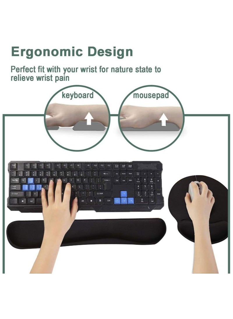 Hihonor Widen Memory Foam Set Nonslip Mouse Pad with Wrist Support & Keyboard Wrist Rest Support for Office, Computer, Laptop & Mac & Comfortable & Lightweight for Easy Typing & Pain Relief  - Image 2