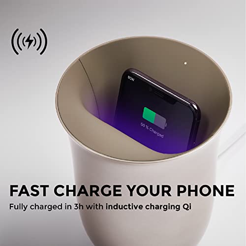 Lexon OBLIO QI Wireless Charger and Phone Sanitizer, UV Disinfection Light and Fast Charging Station 10W, Black - Image 2