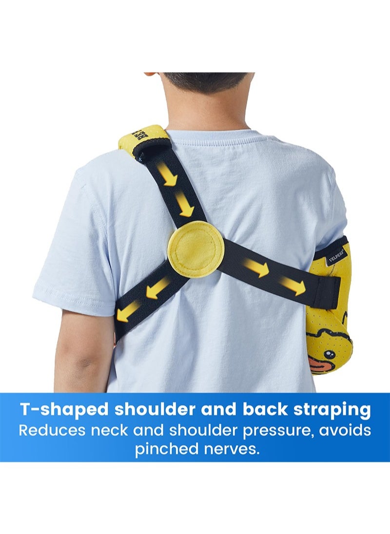Velpeau Kids Arm Sling Shoulder Immobilizer with Waist Strap Sponge Filled Design Arm Support Brace for Children Boys Girls  - Image 2