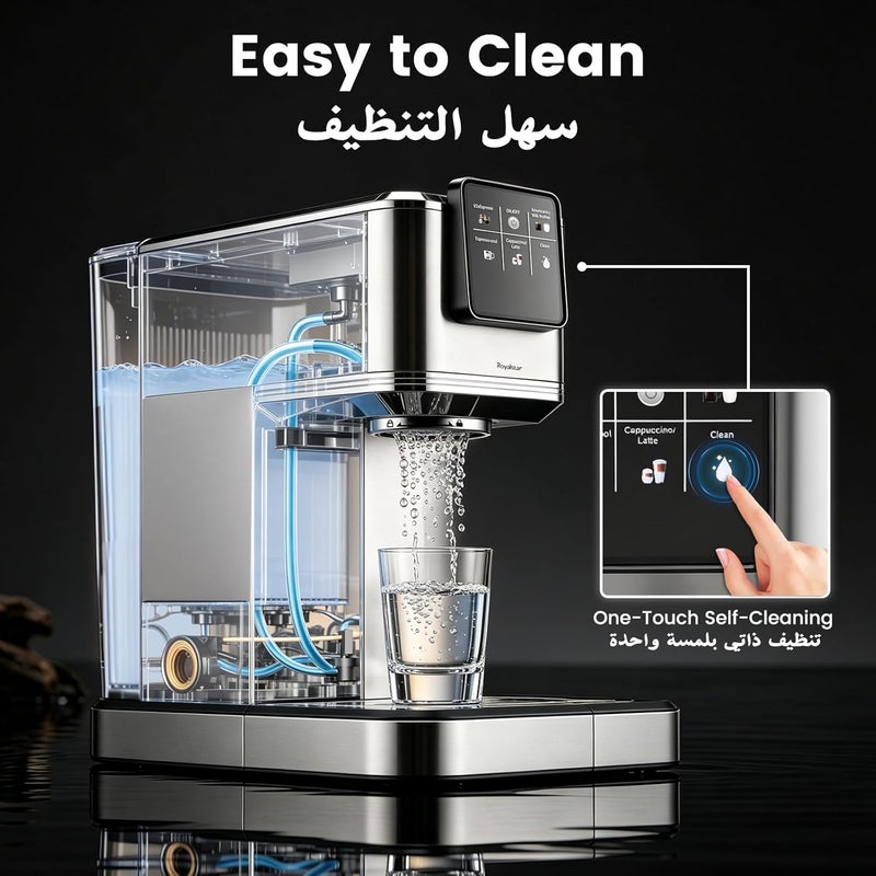 Royalstar Semi-Automatic Espresso Machine and Coffee Machine, 20 Bar Pressure Cappuccino Maker with Automatic Milk Frother, 1350W Smart Touch Screen, One Touch Control for Home and Barista Daily Use - Image 5