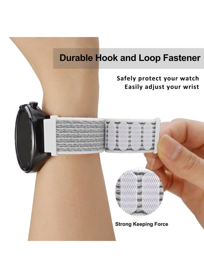 WOCCI 22mm Adjustable Nylon Watch Band, Quick Release Sport Loop Strap (White/Gray) - Image 4