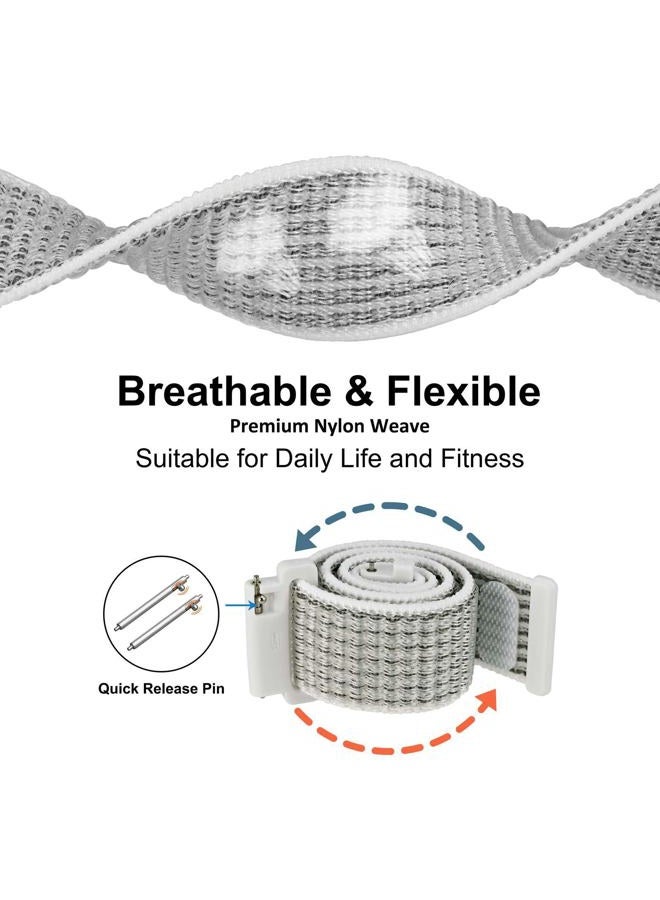 WOCCI 22mm Adjustable Nylon Watch Band, Quick Release Sport Loop Strap (White/Gray) - Image 3