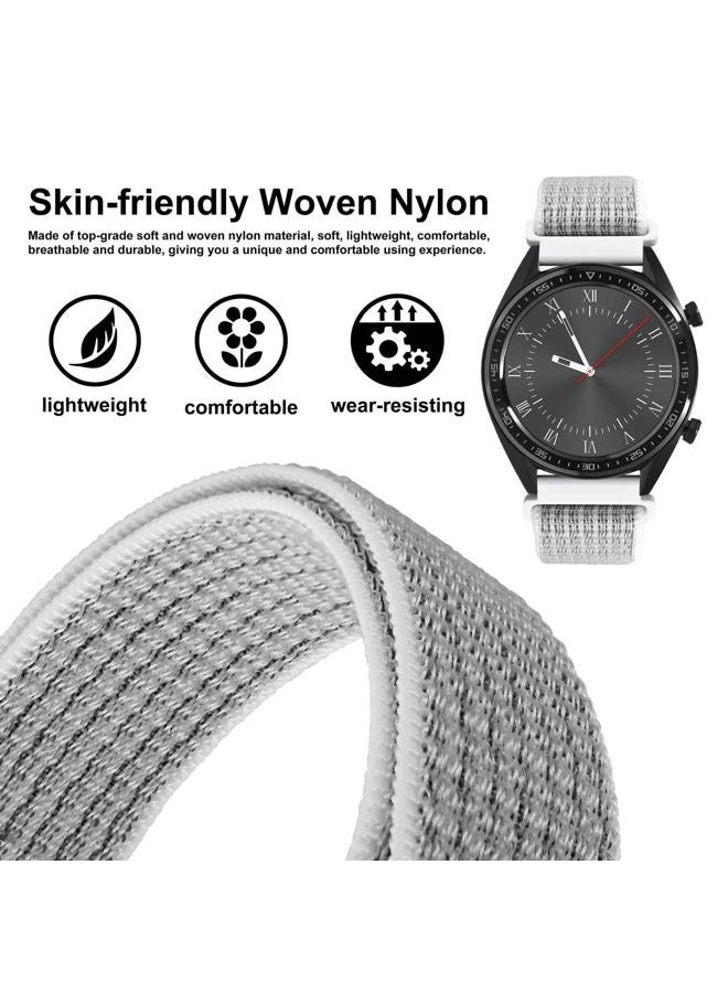 WOCCI 22mm Adjustable Nylon Watch Band, Quick Release Sport Loop Strap (White/Gray) - Image 2