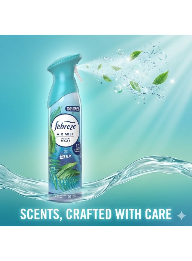 Febreze Air Mist Ocean Escape by Lenor 185ml Air Freshener Spray, Long Lasting Fresh Marine Fragrance, Odor Eliminator Spray, Water Based Formula, Natural Propellant Home Bathroom Bedroom Office Freshener - Image 5