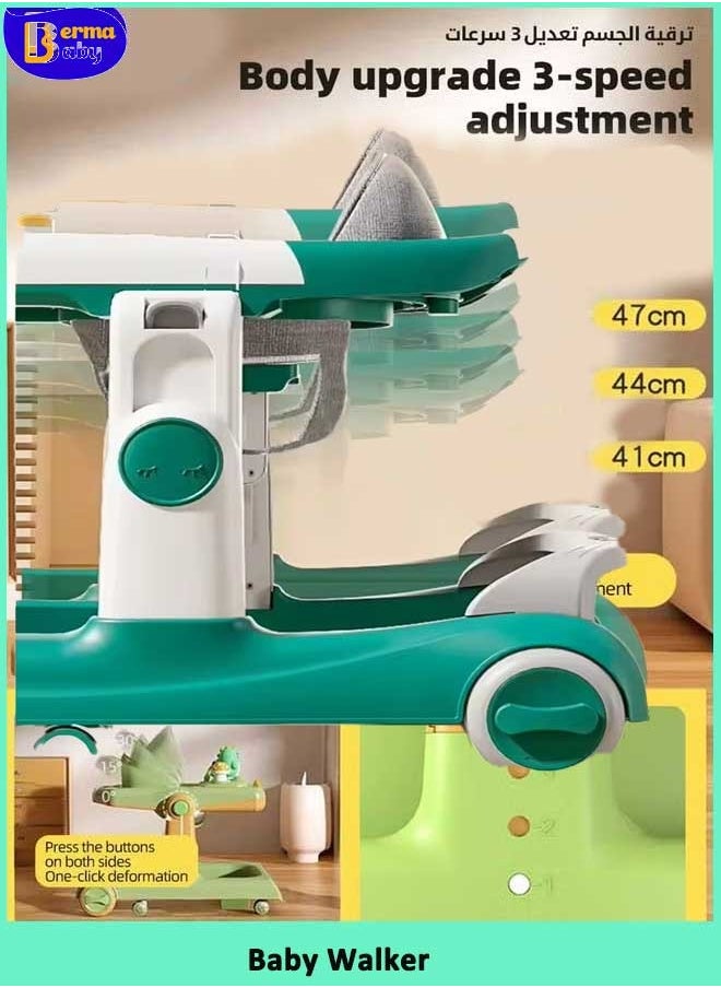 Berma Baby Baby Walker, 4-in-1 Foldable Baby Walkers and Baby Activity Center with Toys Tray,3-Gear Height Adjustable Infant Toddler Baby Walker with Wheels for Baby Boys and Girls 6-24 Months(Black)  - Image 3