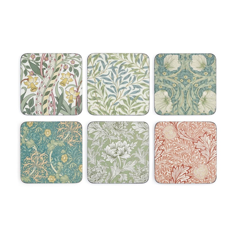 Spode Morris  Co Coasters Set of 6 Multi Coloured 105cm x 105cm 4 x 4 X0010269174 Daffodil Willow Bough Pimpernel Seaweed