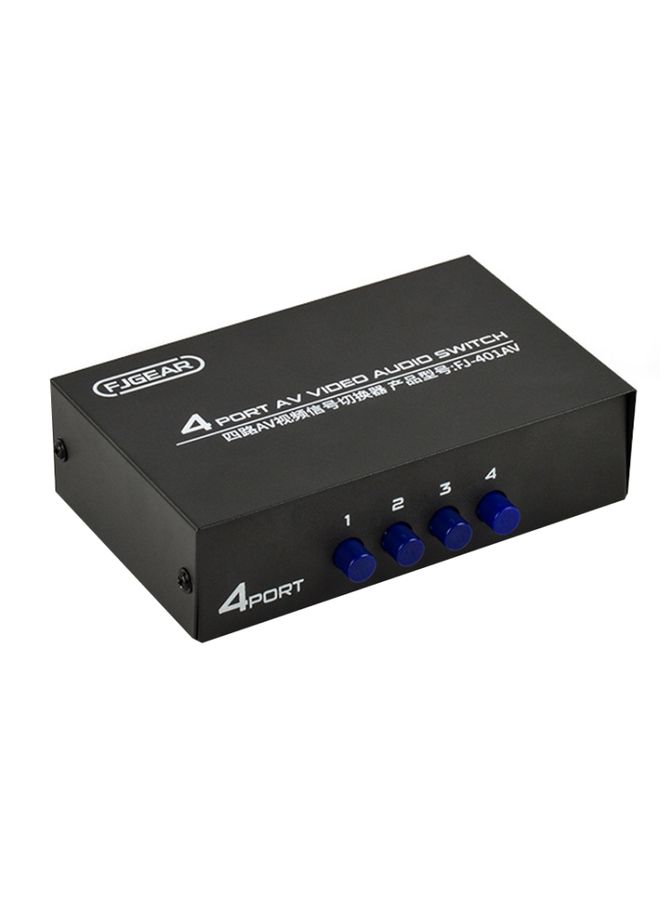 BURAQ FJGEAR FJ-401AV Lotus Head Interface 4-way AV Audio and Video Switcher(Black)  - Image 1