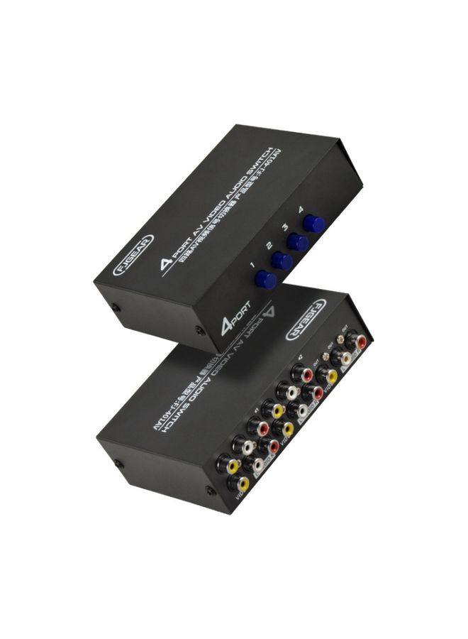 BURAQ FJGEAR FJ-401AV Lotus Head Interface 4-way AV Audio and Video Switcher(Black)  - Image 2