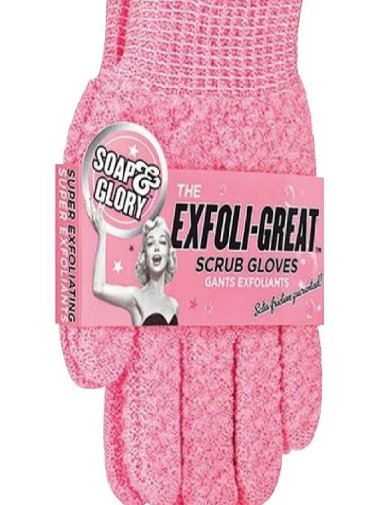 Soap & Glory Exfoliating Scrub Gloves Pink - Image 1