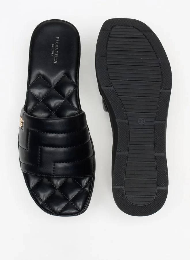 فلورا بيلا من شو إكسبرس Women's Quilted Slides with Metallic Accent