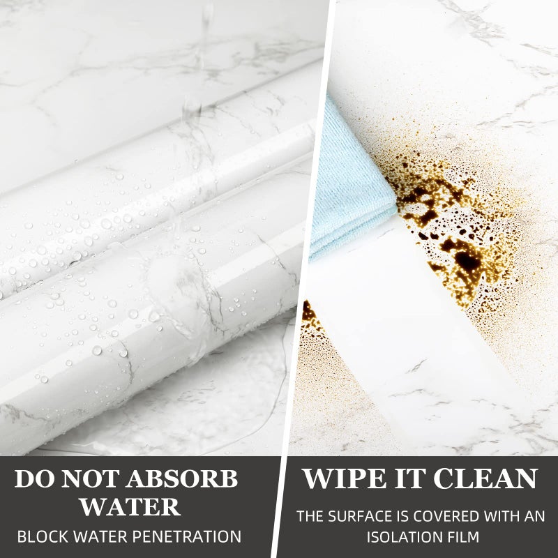 practicalWs Peel and Stick Marble Wallpaper 15.7'' x 236.2'' Marble Contact Paper for Cabinets and Drawers, White Gray Granite Self Adhesive Removable Kitchen Backsplash Vinyl Roll Wall Paper - Image 5