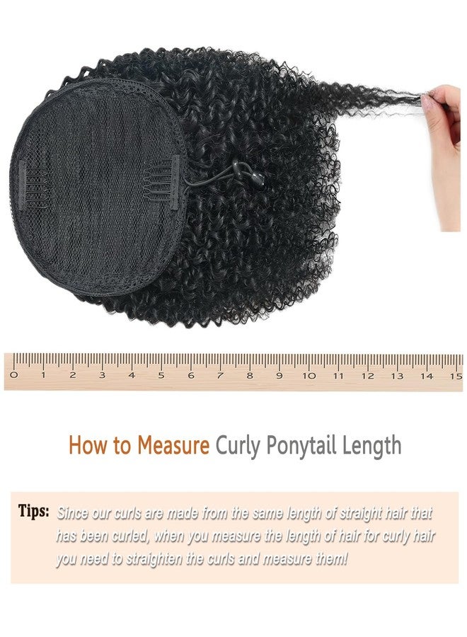 HLSK Afro Kinky Curly Drawstring Pontail Human Hair For Black Women,4C Natural Curly Drawstring Ponytail Extension,10A Brazilian Virgin Afro Puff Human Hair Ponytail (12 Inch) - Image 5