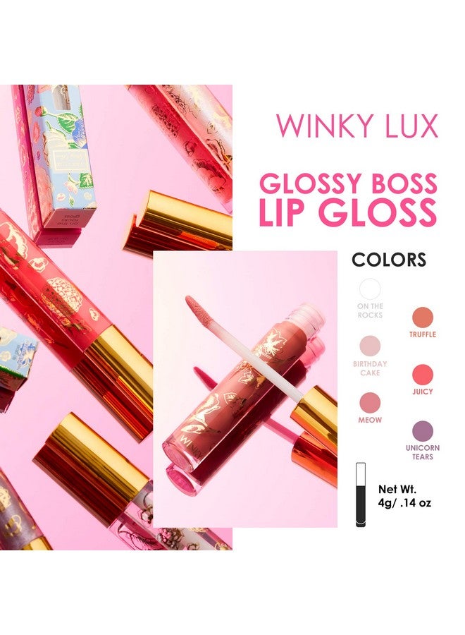 وينكي لوكس ملمع شفاه Glossy Boss، ملمع شفاه لتألق يومي يدوم طويلاً، مكياج غني بالفانيليا الطبيعية وزيت بذور الخروع لتعزيز الترطيب طوال اليوم، 0.14 أونصة، كعكة عيد الميلاد - Image 2