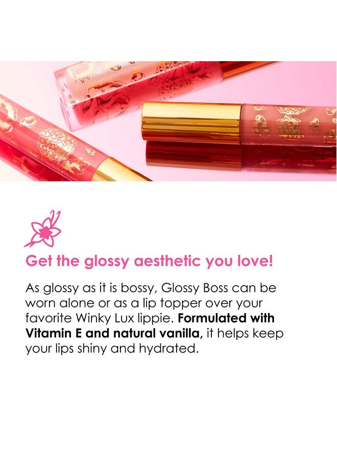 وينكي لوكس ملمع شفاه Glossy Boss، ملمع شفاه لتألق يومي يدوم طويلاً، مكياج غني بالفانيليا الطبيعية وزيت بذور الخروع لتعزيز الترطيب طوال اليوم، 0.14 أونصة، كعكة عيد الميلاد - Image 3
