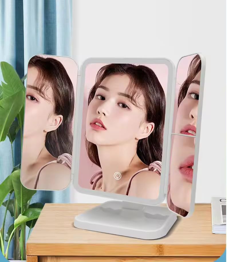 RIGJAK Vanity Led Lighted Travel Makeup Mirror Desktop Magnified Make Up Mirror with Lights Cosmetic Mirror for Home and Beauty Salon - Image 2