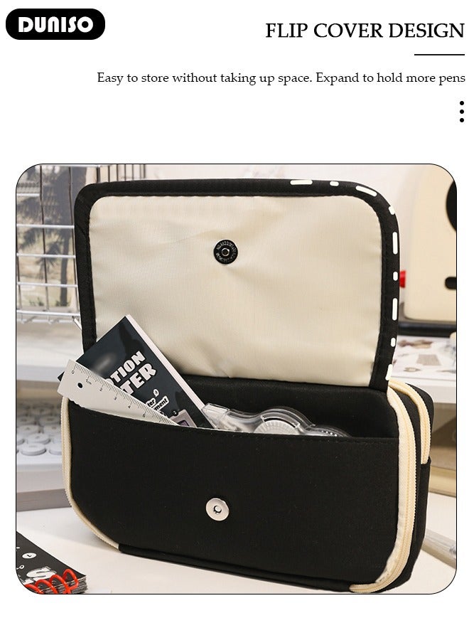 DUNISO Large Capacity Pencil Case,  Compartment Pouch Pen Bag with Zip,  Stationery Storage Organizer with Pen Slots, Marker Pouch Pen with  Frosted Front Pocket for Middle School Office College Girl and Boy - Image 5