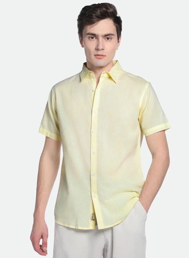 دينيس لينغو Solid Cotton Casual Shirt by Styli